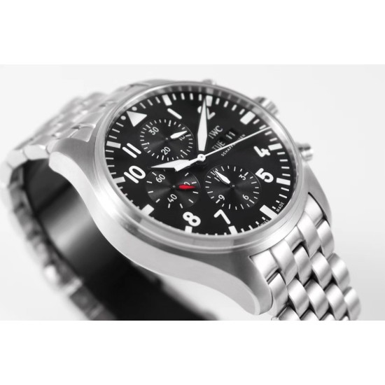 IWC-Pilot Chronograph Ref.3777 43mm SS/SS Black ZF A7750