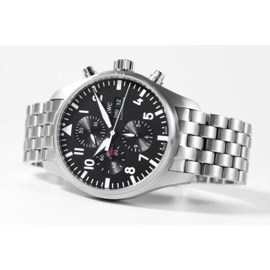 IWC-Pilot Chronograph Ref.3777 43mm SS/SS Black ZF A7750