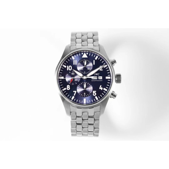 IWC-Pilot Chronograph Ref.3777 43mm SS/SS Blue ZF A7750