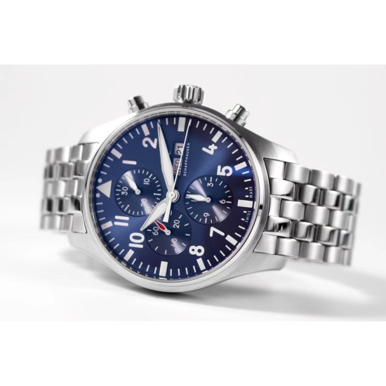 IWC-Pilot Chronograph Ref.3777 43mm SS/SS Blue ZF A7750