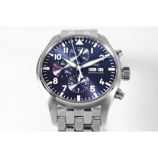 IWC-Pilot Chronograph Ref.3777 43mm SS/SS Blue ZF A7750