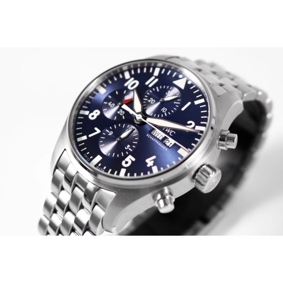IWC-Pilot Chronograph Ref.3777 43mm SS/SS Blue ZF A7750