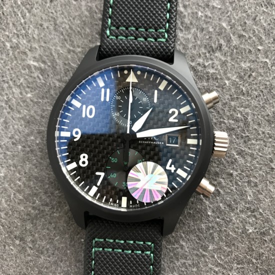 IWC-Pilot Chrono Top Gun IW389001 44mm CER/NY Black Textured Dial YLF A7750