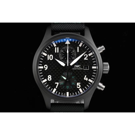 IWC-Pilot Chrono Top Gun IW389001 44mm CER/NY Black Textured Dial YLF A7750