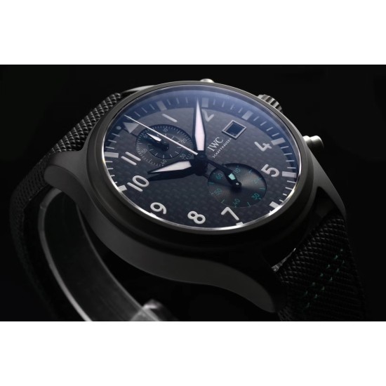 IWC-Pilot Chrono Top Gun IW389001 44mm CER/NY Black Textured Dial YLF A7750