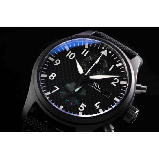 IWC-Pilot Chrono Top Gun IW389001 44mm CER/NY Black Textured Dial YLF A7750