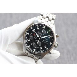 IWC-Pilot Chronograph Ref.3777 43mm SS/SS Black Dial ZF A7750