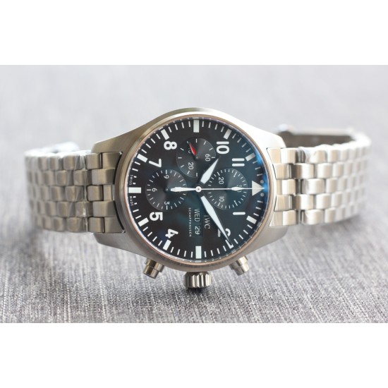 IWC-Pilot Chronograph Ref.3777 43mm SS/SS Black Dial ZF A7750