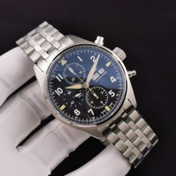 IWC-Pilot Chronograph Ref.3777 43mm SS/SS Black Dial ZF A7750