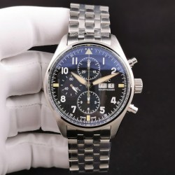 IWC-Pilot Chronograph Ref.3777 43mm SS/SS Black Dial ZF A7750