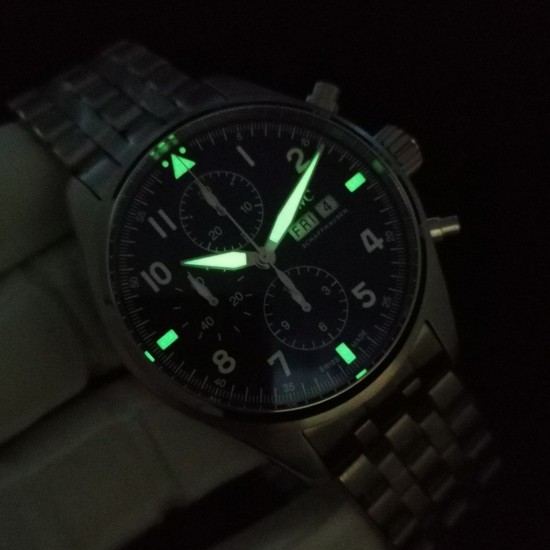 IWC-Pilot Chronograph Ref.3777 43mm SS/SS Black Dial ZF A7750