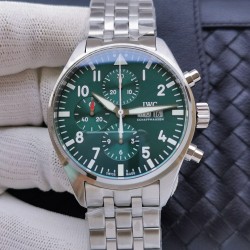 IWC-Pilot Chronograph Ref.3777 43mm SS/SS Green Dial ZF A7750