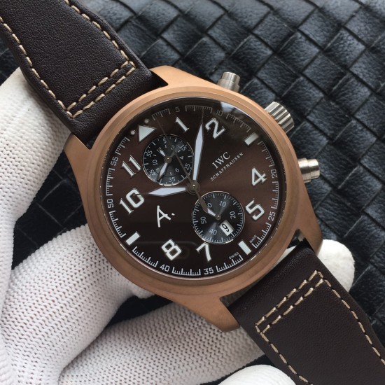IWC-Big Pilot Chronograph Edition "The Last Flight" 46mm Bronze/LE Brown Dial A7750