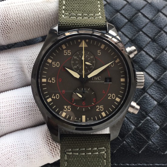 IWC-Big Pilot Chronograph Edition "The Last Flight" 46mm PVD/NY Green Dial A7750
