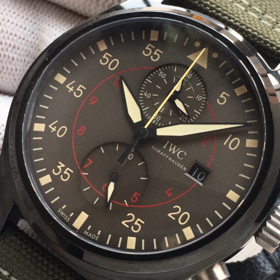 IWC-Big Pilot Chronograph Edition "The Last Flight" 46mm PVD/NY Green Dial A7750