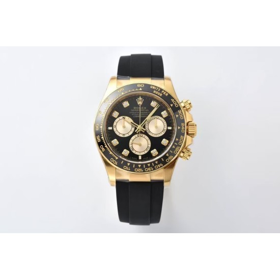 Rolex-Daytona 126518 40mm YG/RU Black/Dia Clean SH4131 Super Clone
