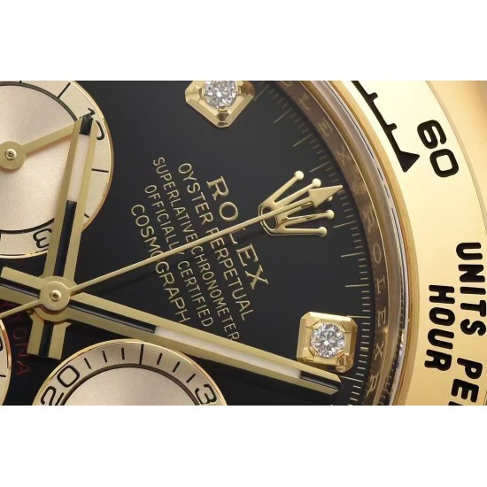 Rolex-Daytona 126518 40mm YG/RU Black/Dia Clean SH4131 Super Clone
