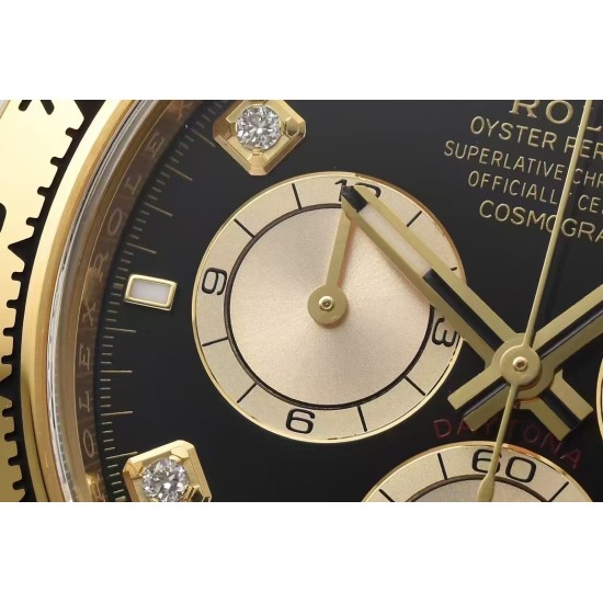 Rolex-Daytona 126518 40mm YG/RU Black/Dia Clean SH4131 Super Clone