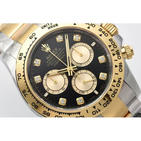 Rolex-Daytona 126503 40mm YG/SS Black/Dia Clean SH4131 Super Clone