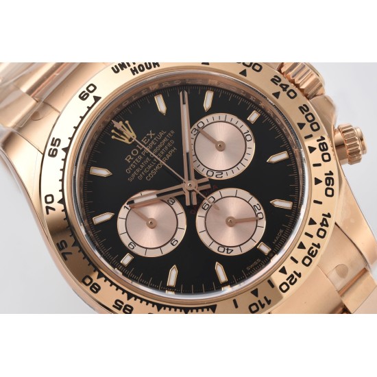 Rolex-Daytona 126515 40mm RG/RG Black/Dia Clean SH4131 Super Clone