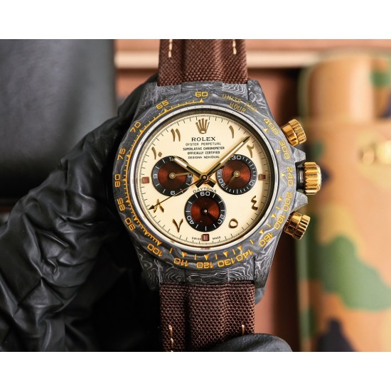 Rolex-Daytona Diw 40mm Carbon/NY Cream/Black TWF SA4130