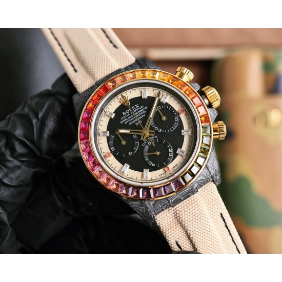 Rolex-Daytona Diw 40mm Rainbow FC/NY Black/Beige Dial TWF DD4801