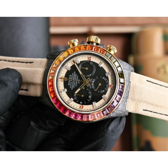 Rolex-Daytona Diw 40mm Rainbow FC/NY Black/Beige Dial TWF DD4801