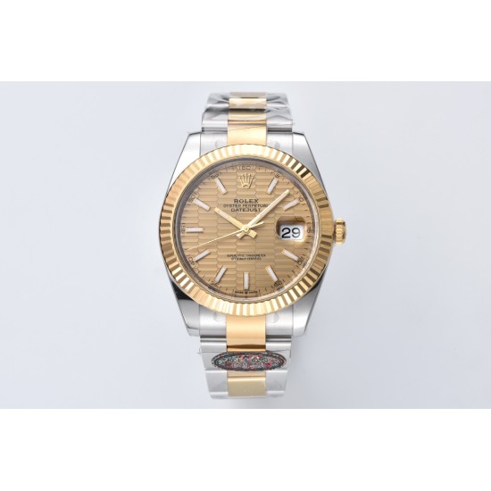 Rolex-Datejust 126333 41mm Oys YG/SS Gold Texetured Dial Clean VR3235