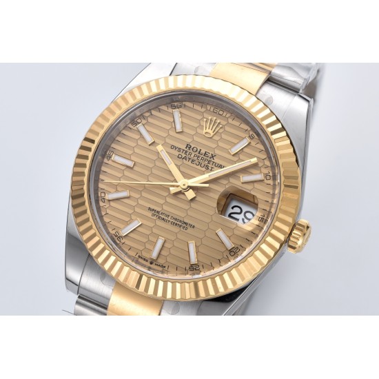 Rolex-Datejust 126333 41mm Oys YG/SS Gold Texetured Dial Clean VR3235