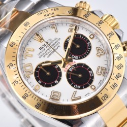 Rolex-Daytona 116523 40MM YG/SS White/Blk Clean DD4130