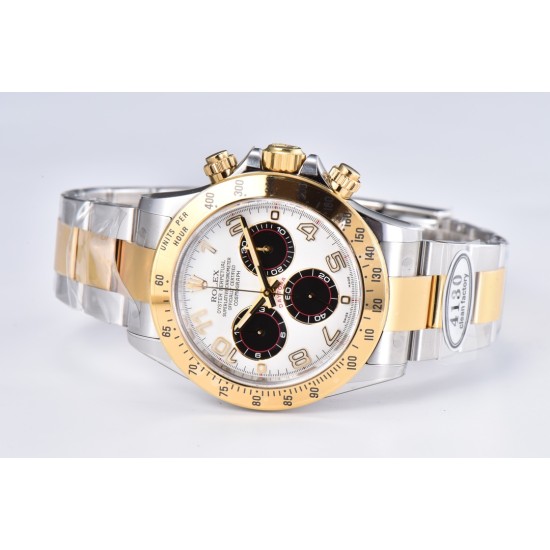 Rolex-Daytona 116523 40MM YG/SS White/Blk Clean DD4130