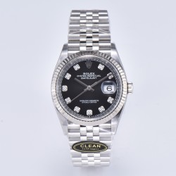 Rolex-Datejust 126234 36mm Jub SS/SS Black/Mois Clean VR3235