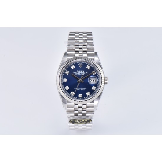 Rolex-Datejust 126234 36mm Jub SS/SS Blue/Mois Clean VR3235