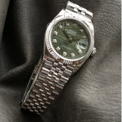 Rolex-Datejust 126234 36mm Jub SS/SS Palm Motif Green/Dia VSF VS3235