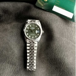 Rolex-Datejust 126234 36mm Jub SS/SS Palm Motif Green/Dia VSF VS3235