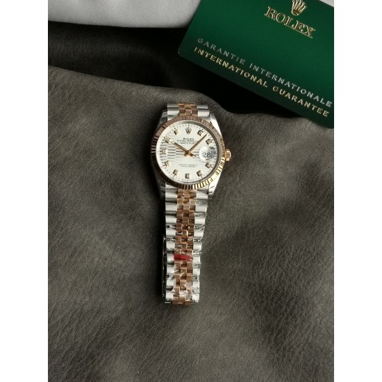 Rolex-Datejust 126231 36mm Jub RG/SS Textured Silver/Dia VSF VS3235