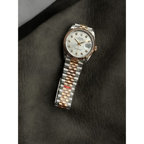 Rolex-Datejust 126231 36mm Jub RG/SS Textured Silver/Dia VSF VS3235