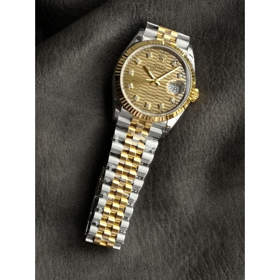 Rolex-Datejust 126233 36mm Jub YG/SS Textured Gold/Dia VSF VS3235