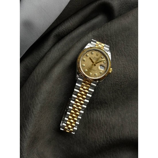 Rolex-Datejust 126233 36mm Jub YG/SS Textured Gold/Dia VSF VS3235