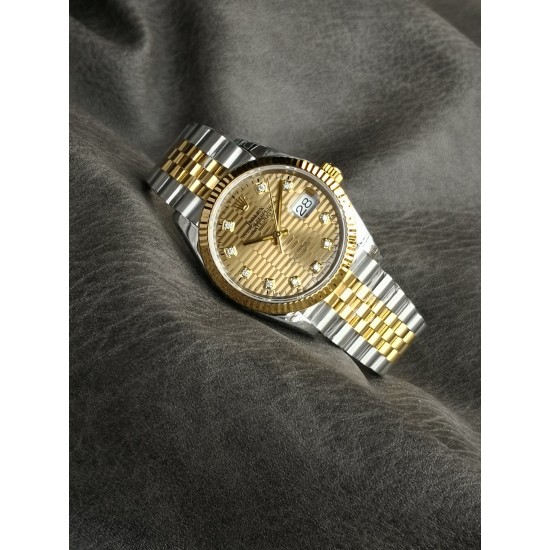 Rolex-Datejust 126233 36mm Jub YG/SS Textured Gold/Dia VSF VS3235