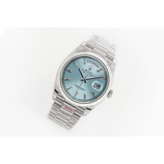 Rolex-DayDate 128236 36mm SS/SS Ice Blue/Dia EWF V2 A2836(Gain Weight)