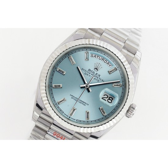 Rolex-DayDate 128236 36mm SS/SS Ice Blue/Dia EWF V2 A2836(Gain Weight)