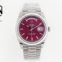 Rolex-DayDate 128236 36mm SS/SS Ice Red/Dia EWF A2836(Gain Weight)