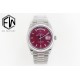 Rolex-DayDate 128236 36mm SS/SS Ice Red/Dia EWF A2836(Gain Weight)