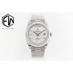 Rolex-DayDate 36mm Flt Pres SS/SS Silv Wht Stk EWF A3255