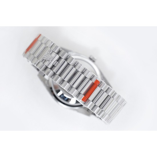 Rolex-DayDate 36mm Flt Pres SS/SS Silv Wht Stk EWF A3255