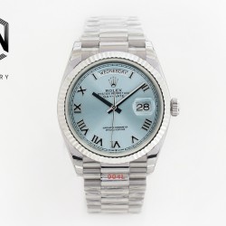 Rolex-DayDate 128236 36mm SS/SS Ice Blue/Rmn EWF  VR3255(Gain Weight)