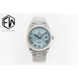 Rolex-DayDate 128236 36mm SS/SS Ice Blue/Rmn EWF  VR3255(Gain Weight)