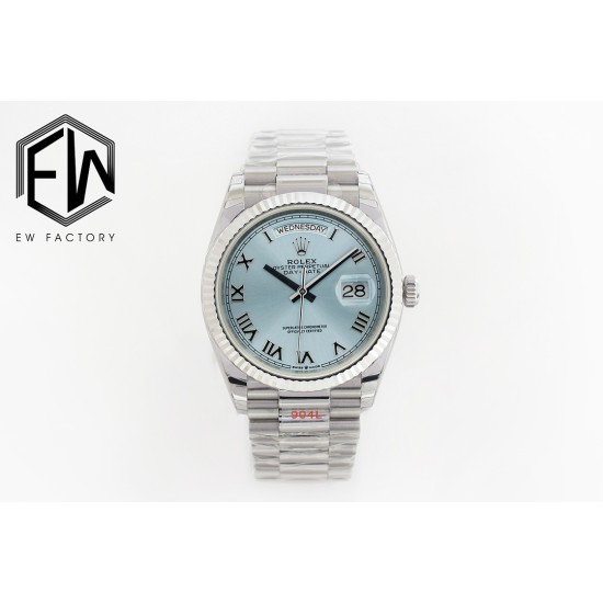 Rolex-DayDate 128236 36mm SS/SS Ice Blue/Rmn EWF  VR3255(Gain Weight)