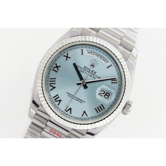 Rolex-DayDate 128236 36mm SS/SS Ice Blue/Rmn EWF  VR3255(Gain Weight)